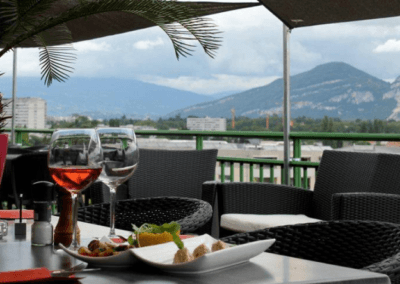 vue de la terrasse panoramique ANTES restaurant Plan les Ouates